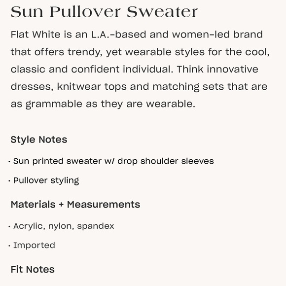 Sun Pullover Sweater (Flat White brand) - Picture 9 of 9